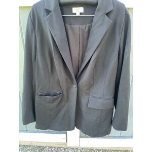 Loft Plus Women Black Single Button Blazer Jacket Size 14 Professional Workwear